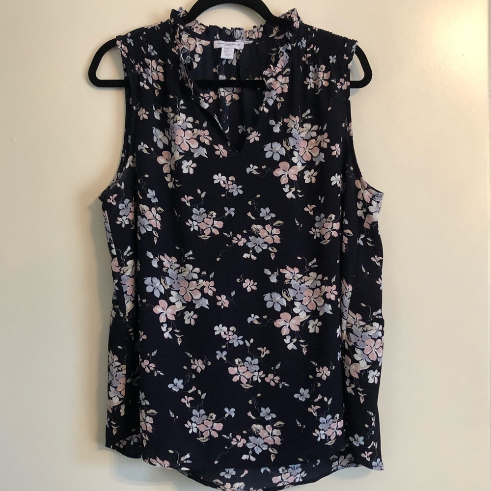 Floral Ruffle Sleeveless Blouse